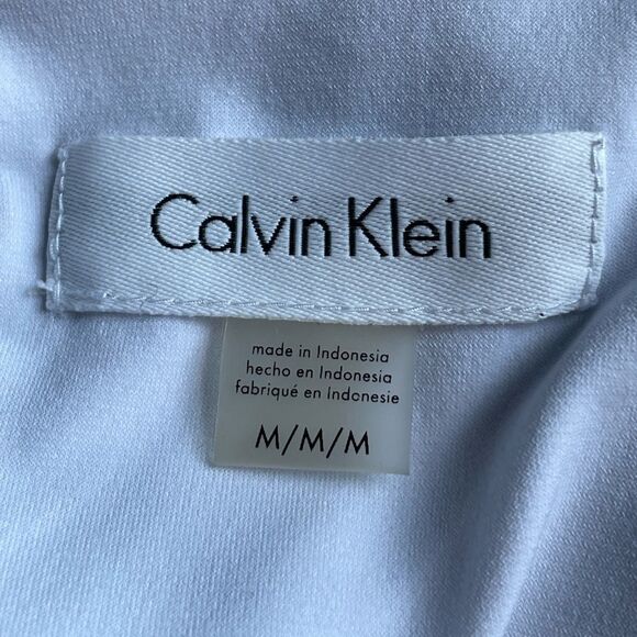 Calvin Klein White and Blue Sleeveless Blouse w/Keyhole on the Neck (Med) - Picture 7 of 10